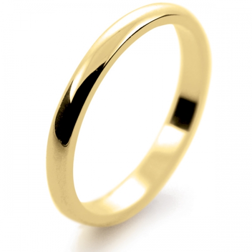 D Shape Medium -  2.5 mm Yellow Gold Wedding Ring